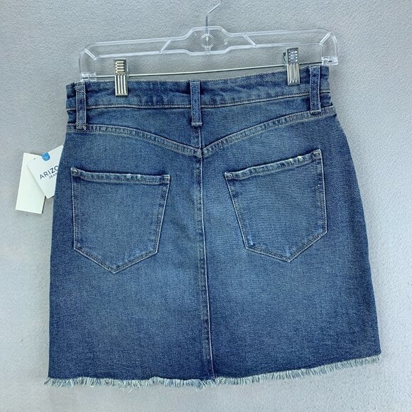 Arizona Jean Skirt Womens Juniors 7 Distresed Ripped Raw Hem Denim Medium Wash - Picture 3 of 8